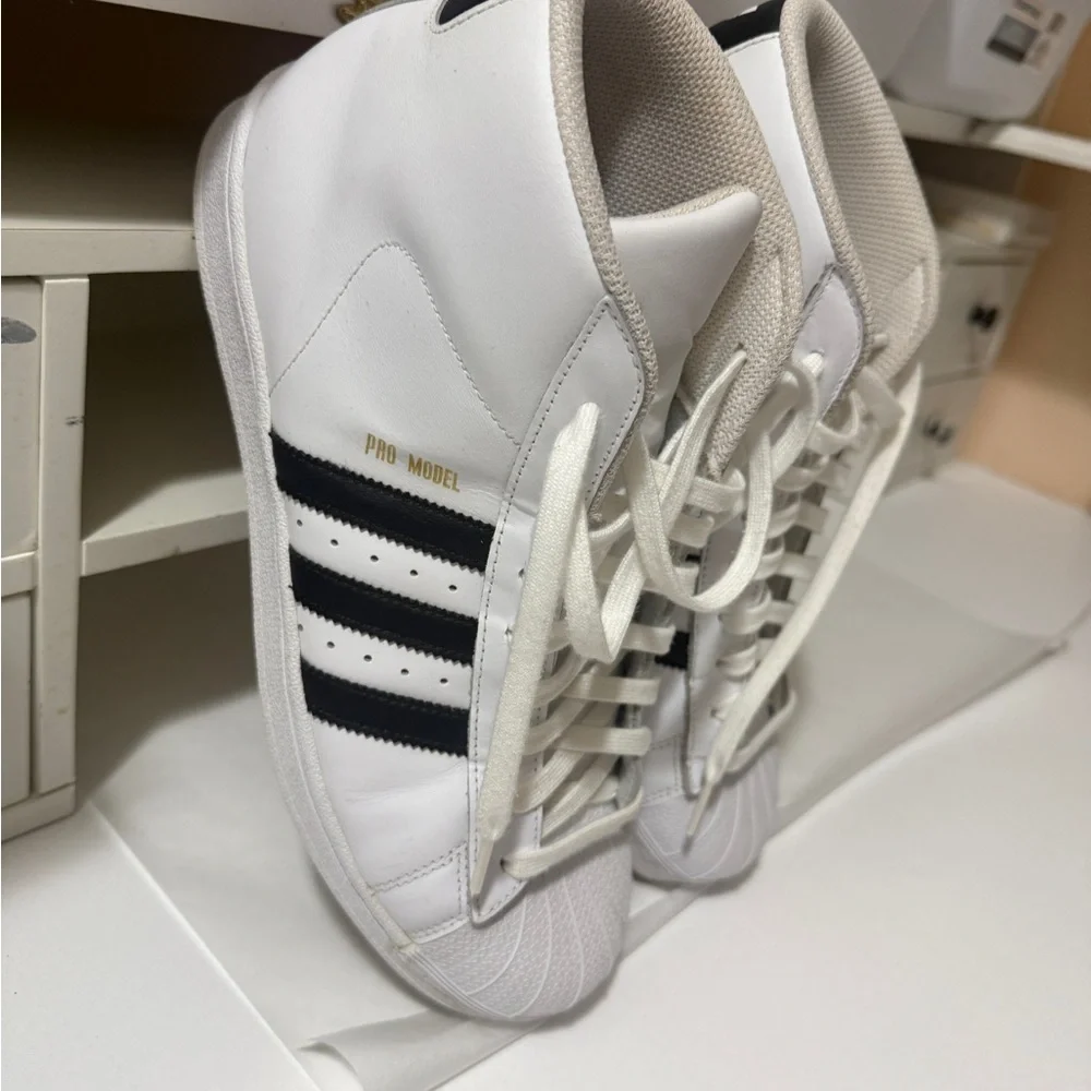Adidas White and Black High-Top Sneakers